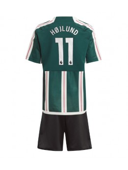 Billige Manchester United Rasmus Hojlund #11 Bortedraktsett Barn 2023-24 Kortermet (+ Korte bukser)